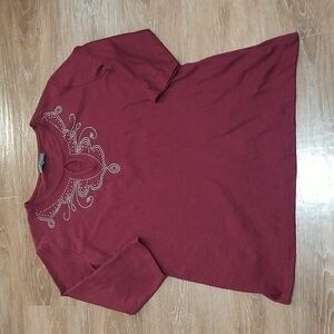 (L) Classic Editions Embellished Keyhole Cut Out Top Business Casual Date Night